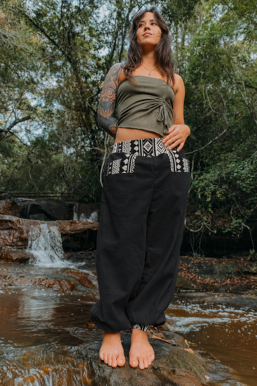 Calça Hindu Ganesha - Linho Preto