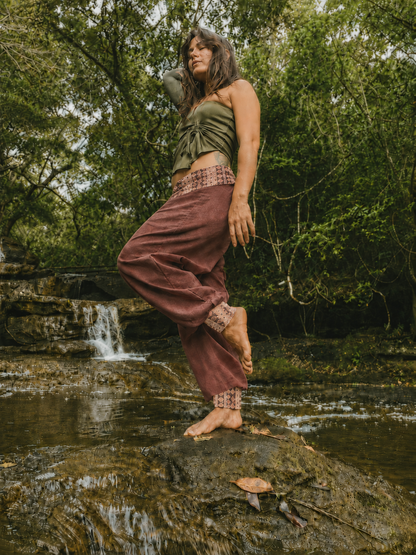 Calça Hindu Ganesha - Linho Marrom