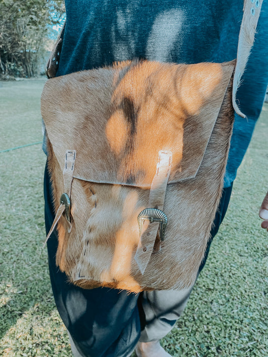 Leather Bag with Fur - Personalized Pockets