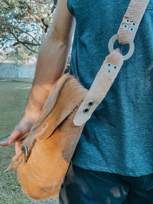 Leather Bag with Fur - Personalized Pockets