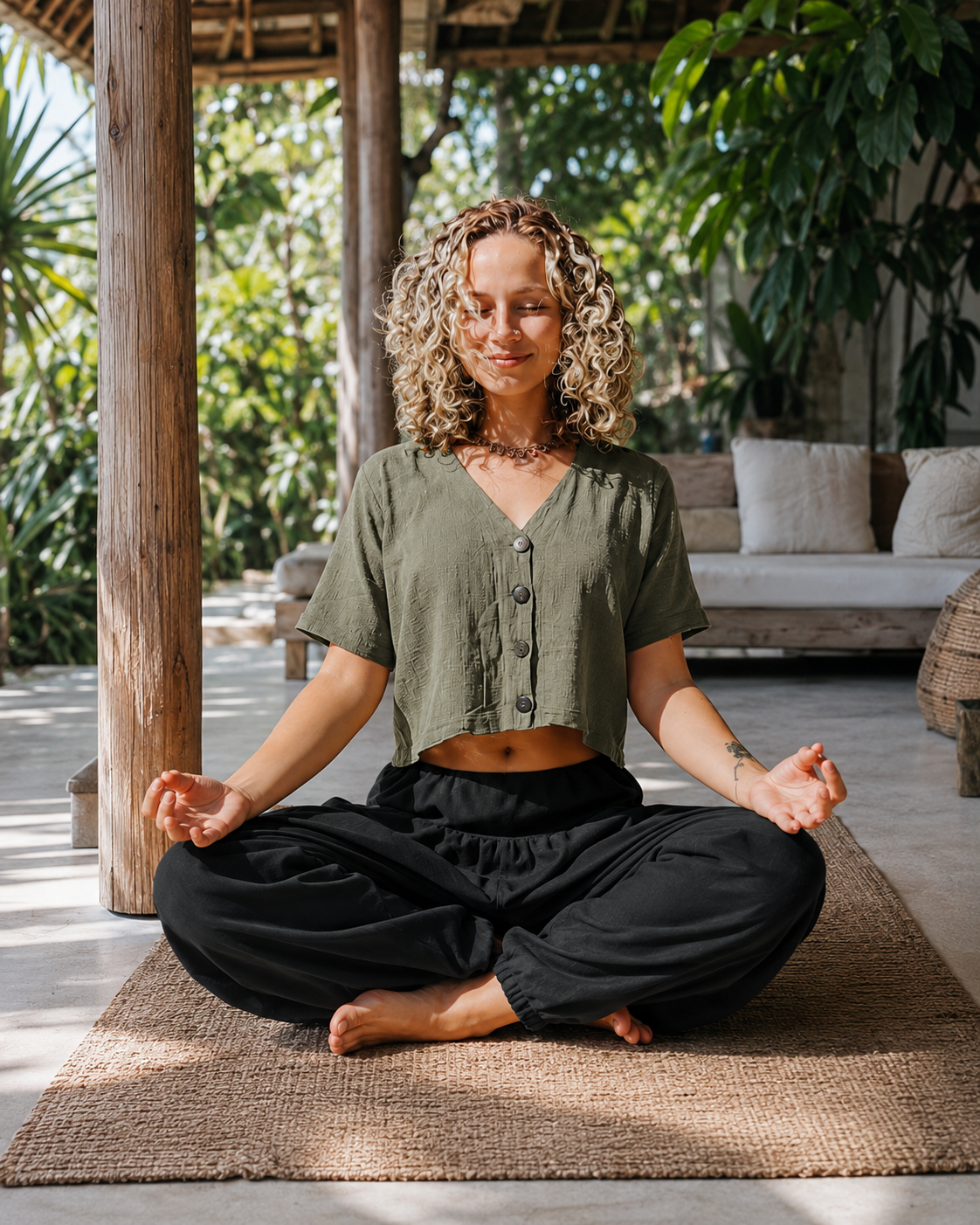 Calça Thai Shiva - Linho Preto