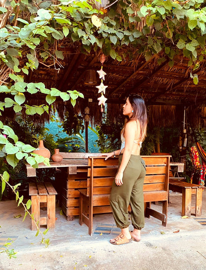 Calça Hindu com Cartucheira - Verde Escuro