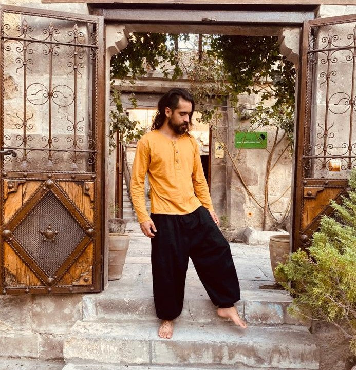 Calça Hindu -Tecido de Algodão Preto (Bazzar)