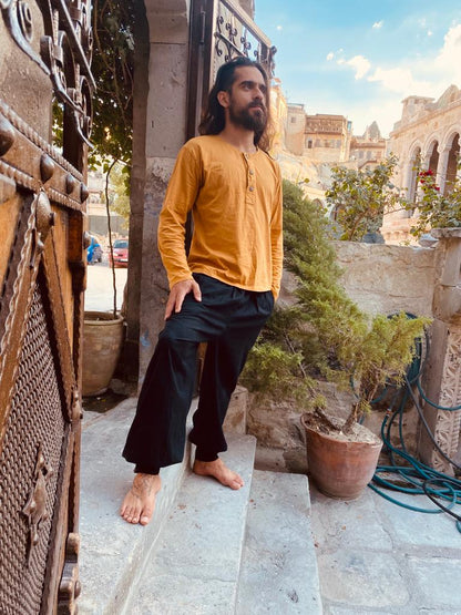 Calça Hindu -Tecido de Algodão Preto (Bazzar)