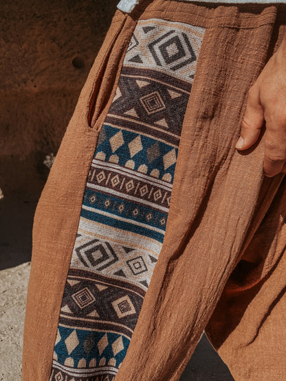 Calça Samurai Ganesha - Gaze de Algodão Mascavo