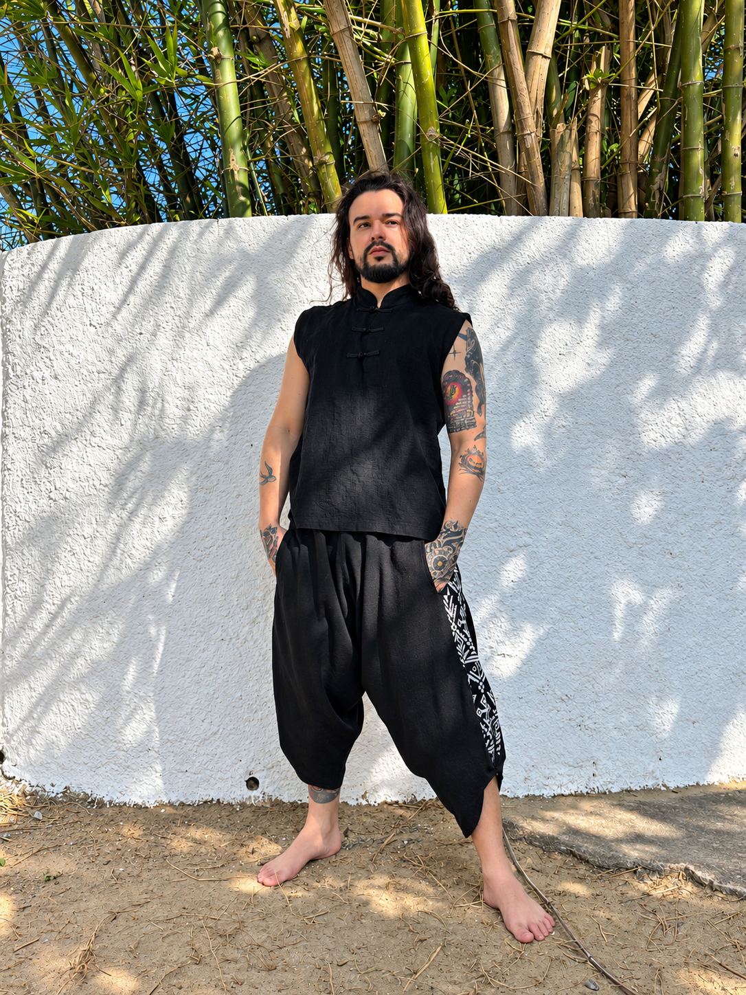 Camisa Buddha - Gaze de Algodão Preta