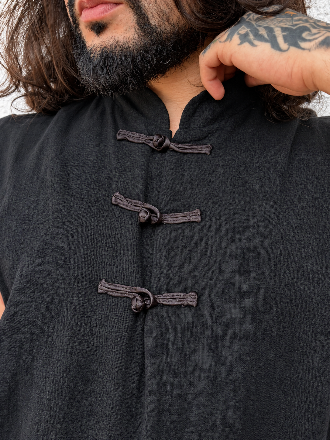 Camisa Buddha - Gaze de Algodão Preta