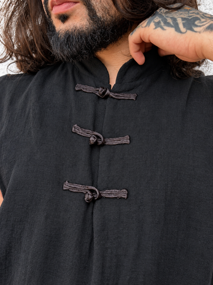 Camisa Buddha - Gaze de Algodão Preta