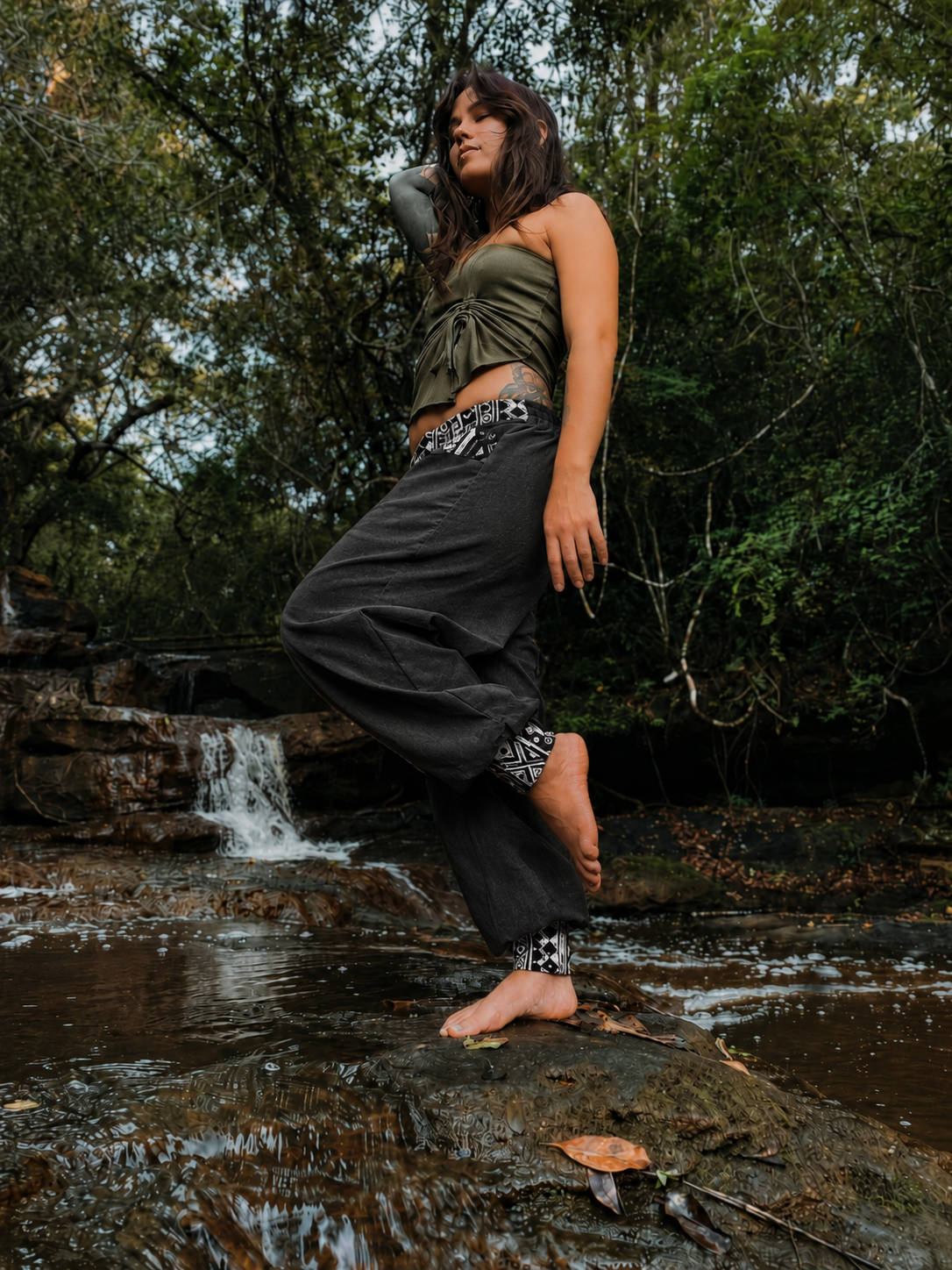 Calça Hindu Ganesha - Linho Preto