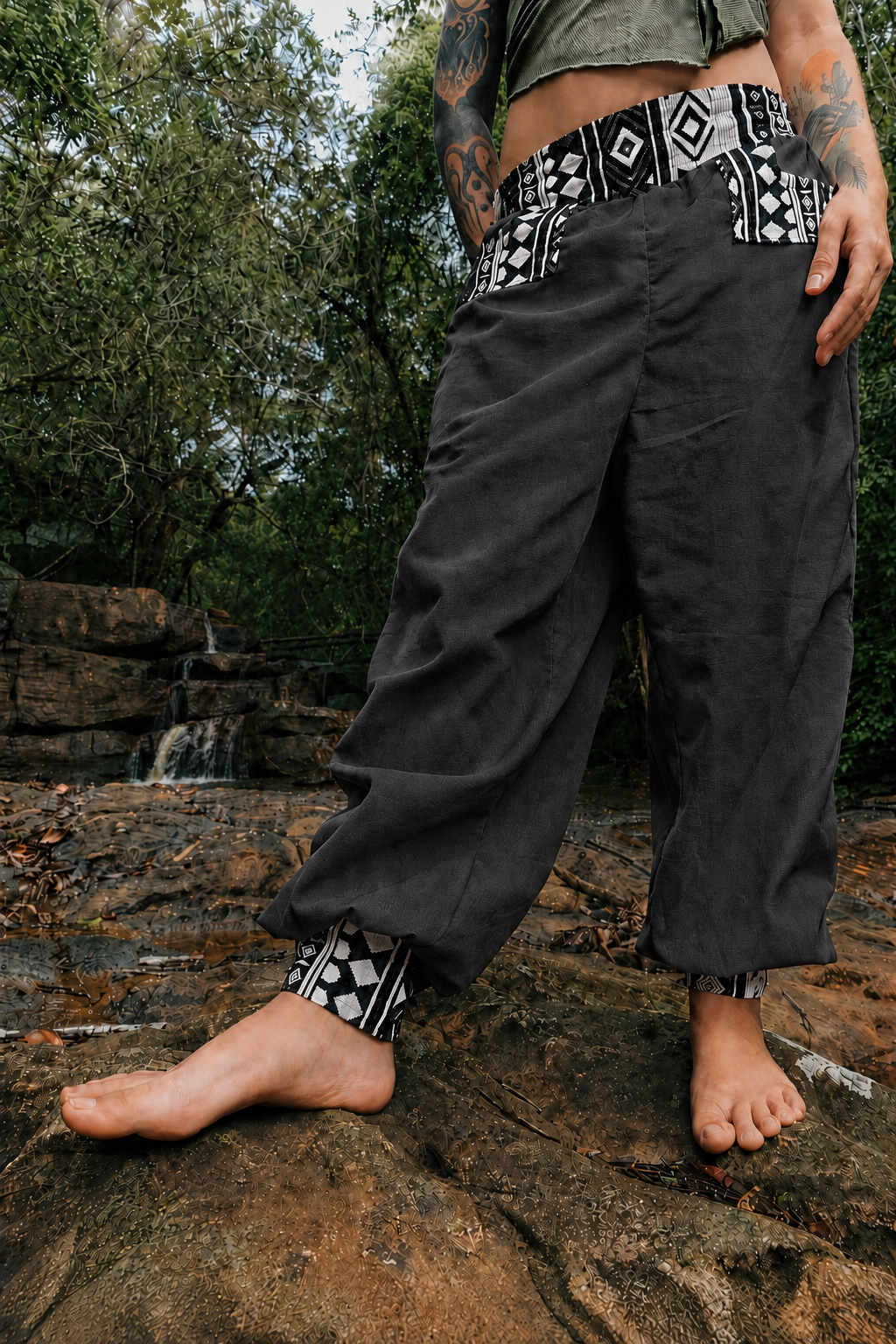 Calça Hindu Ganesha - Linho Preto