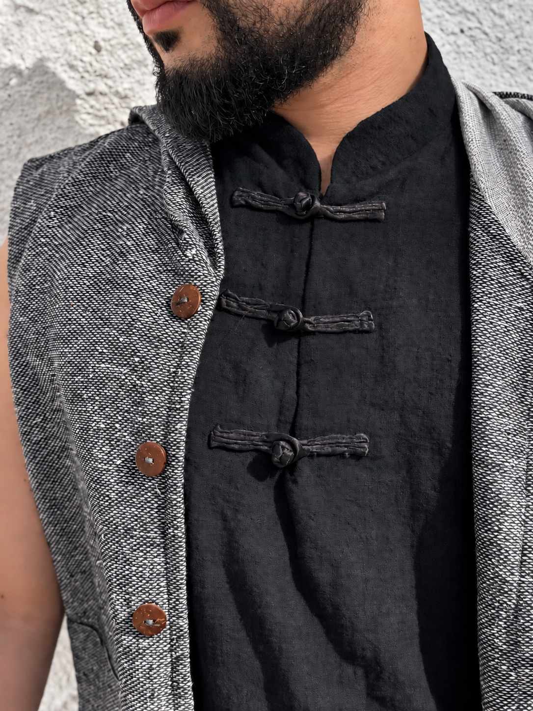 Camisa Buddha - Gaze de Algodão Preta