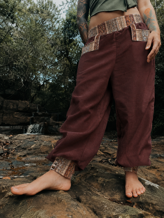 Calça Hindu Ganesha - Linho Marrom