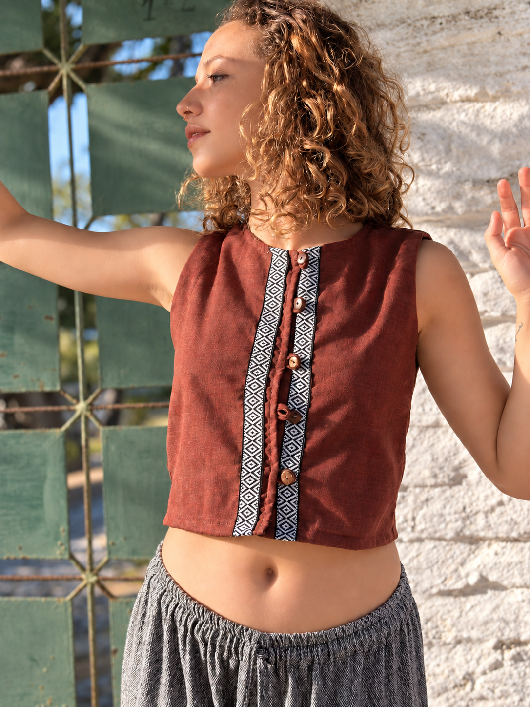 Cropped Electra - Linho Marrom