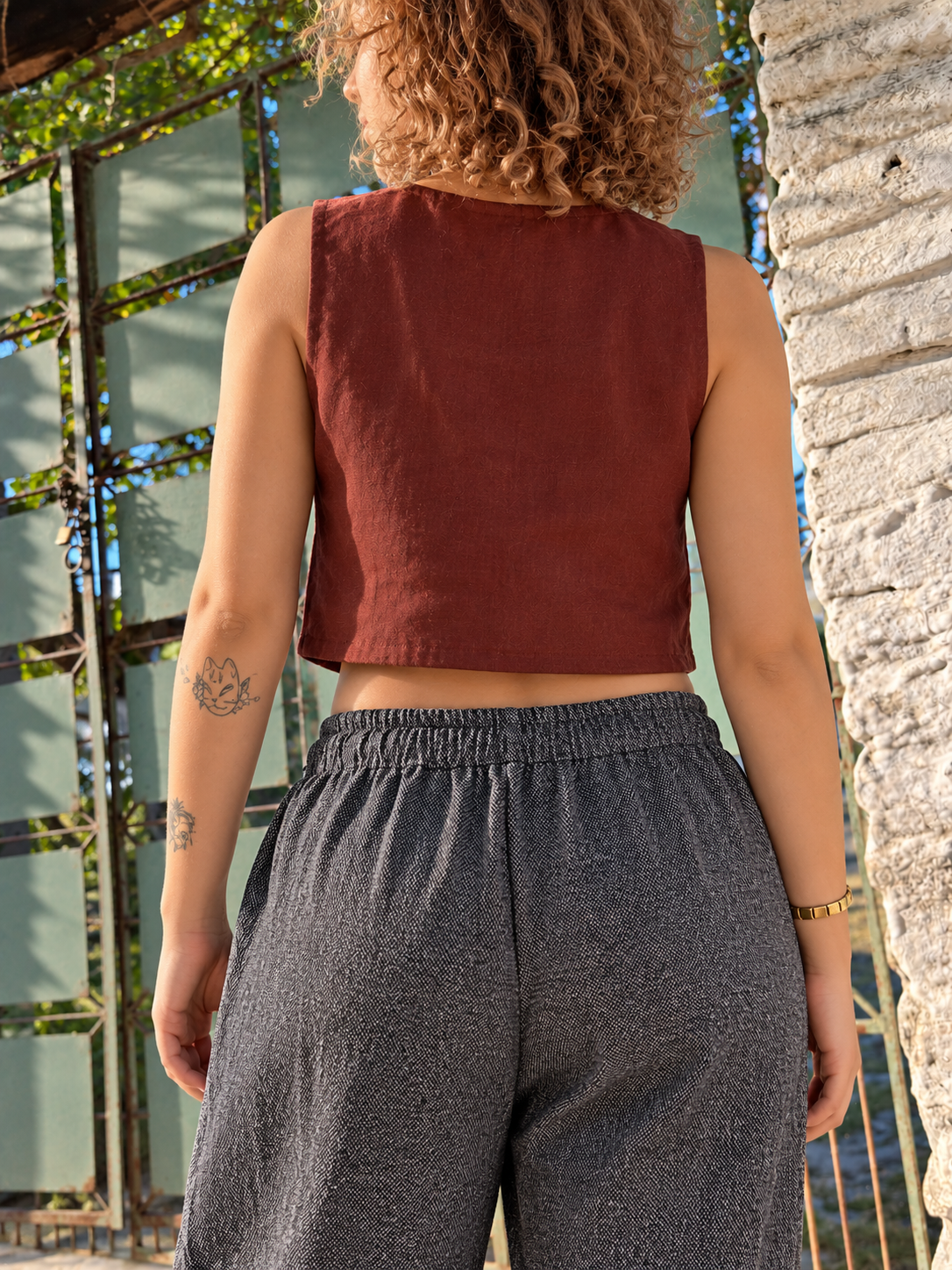 Cropped Electra - Linho Marrom