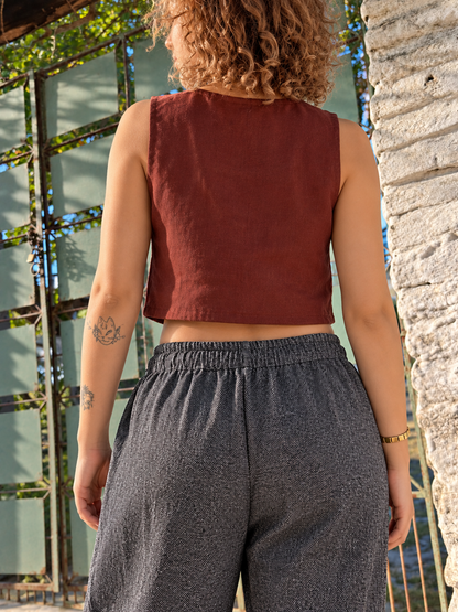 Cropped Electra - Linho Marrom