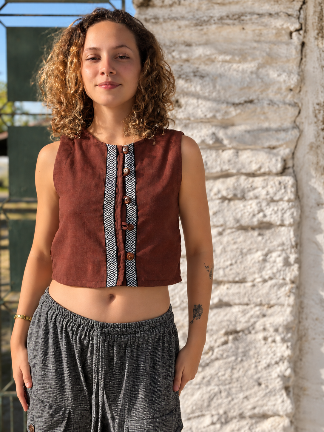 Cropped Electra - Linho Marrom