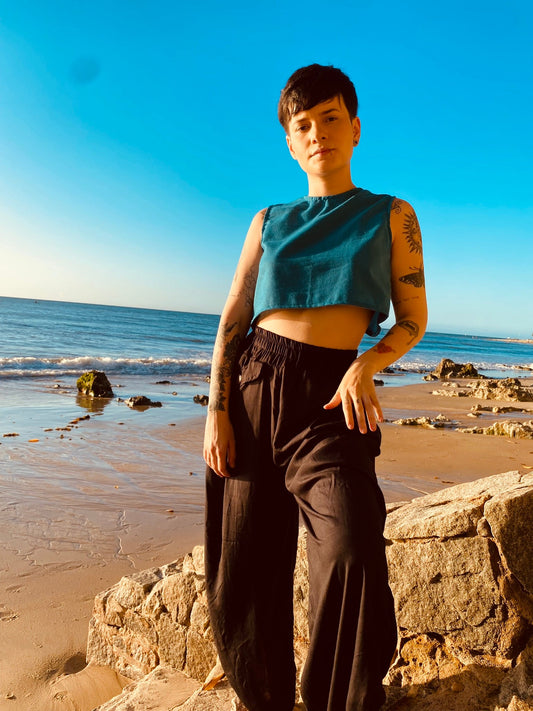 Cropped Shakti - Petroleum Blue