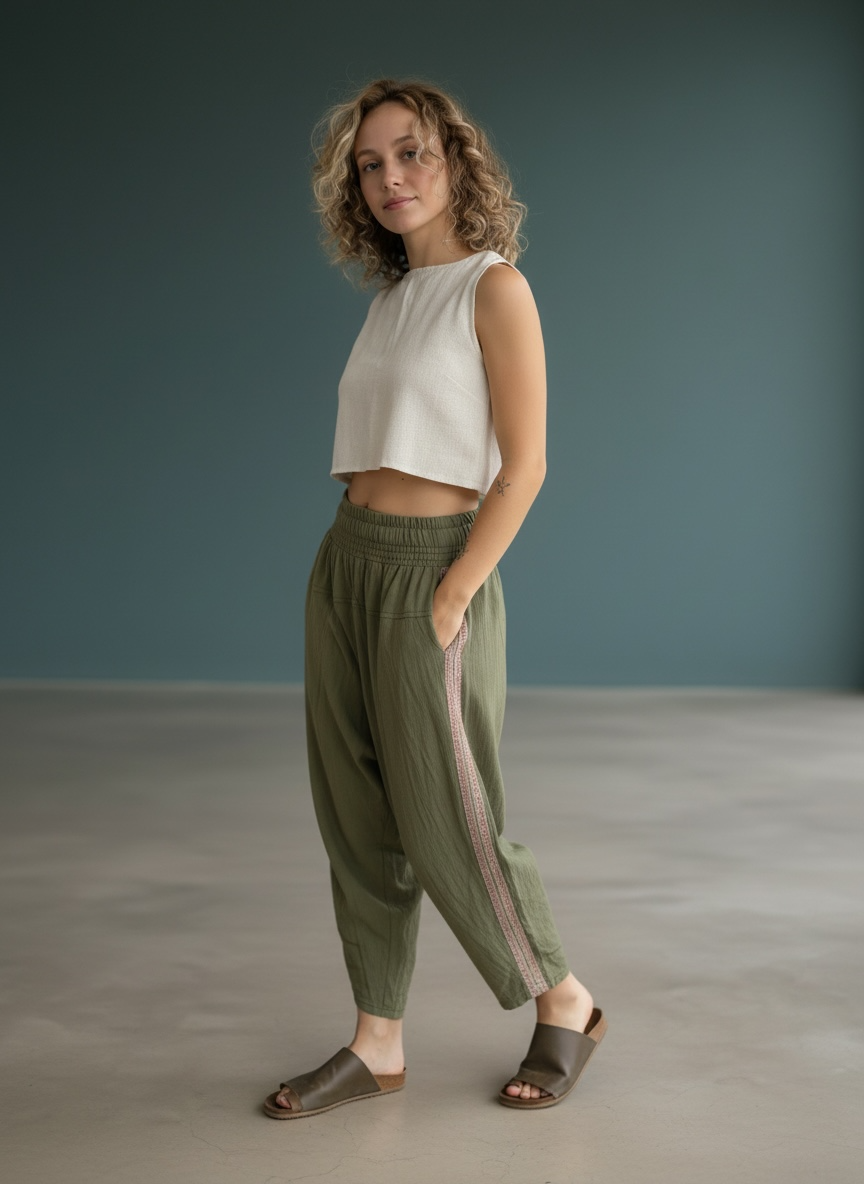 Cropped Shakti - Petroleum Blue