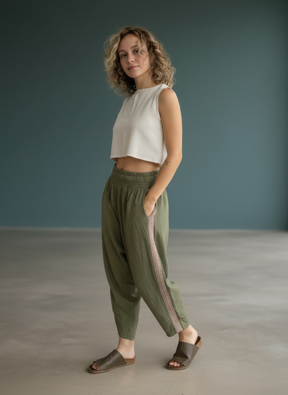 Cropped Shakti - Petroleum Blue