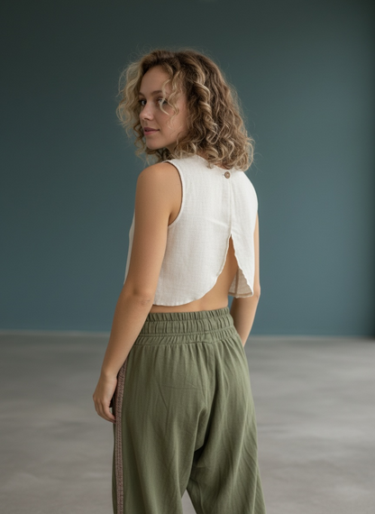 Cropped Shakti - Petroleum Blue