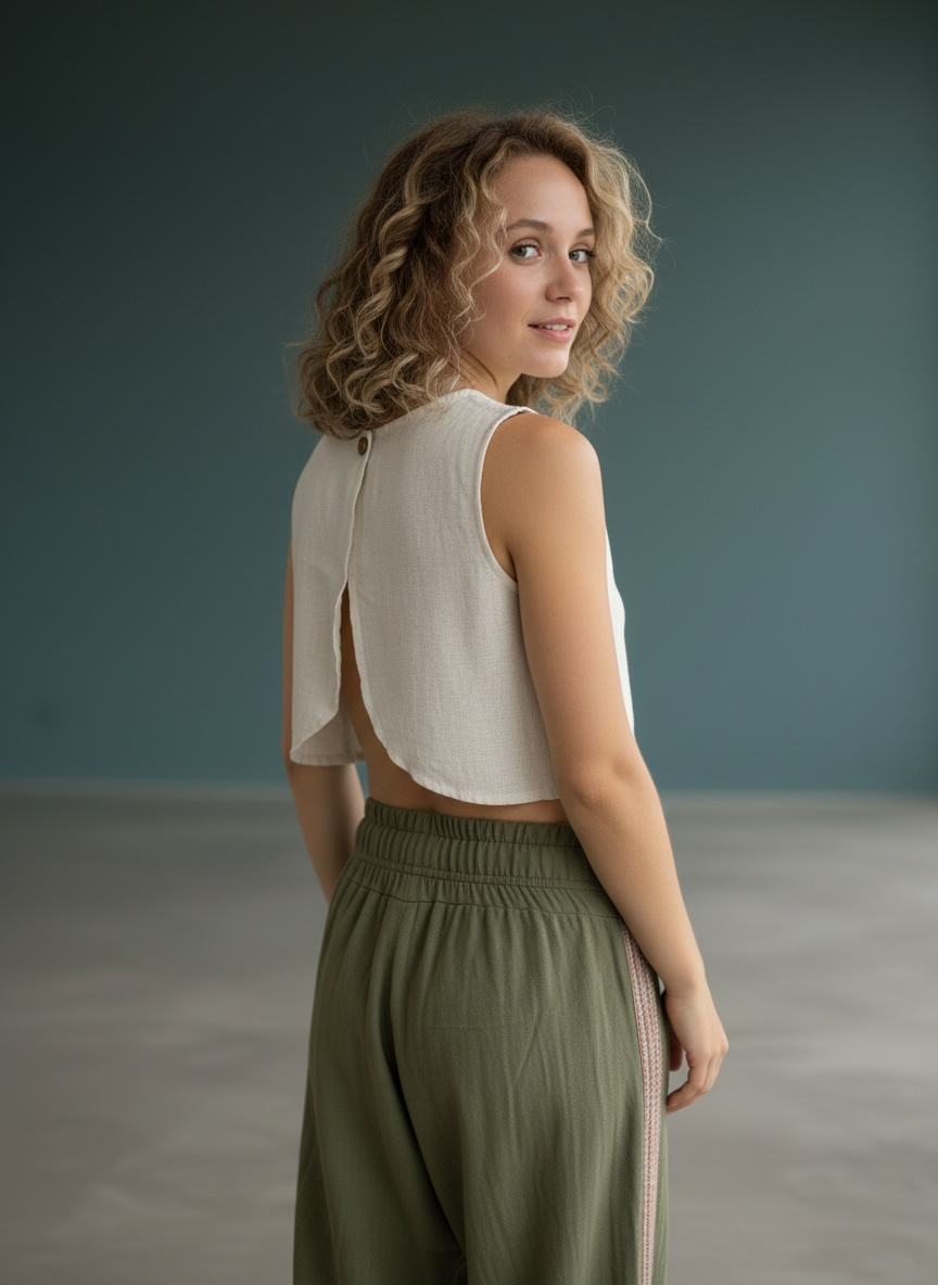 Cropped Shakti - Petroleum Blue