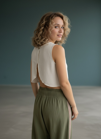 Cropped Shakti - Petroleum Blue