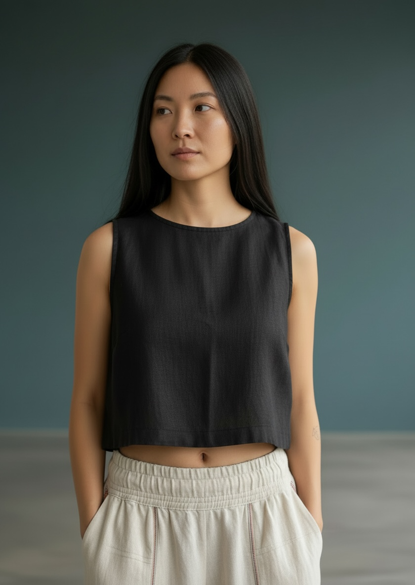 Cropped Shakti - Petroleum Blue
