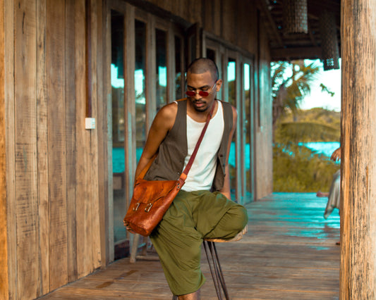 Om Pants - Military Green with Ethnic Jacarde