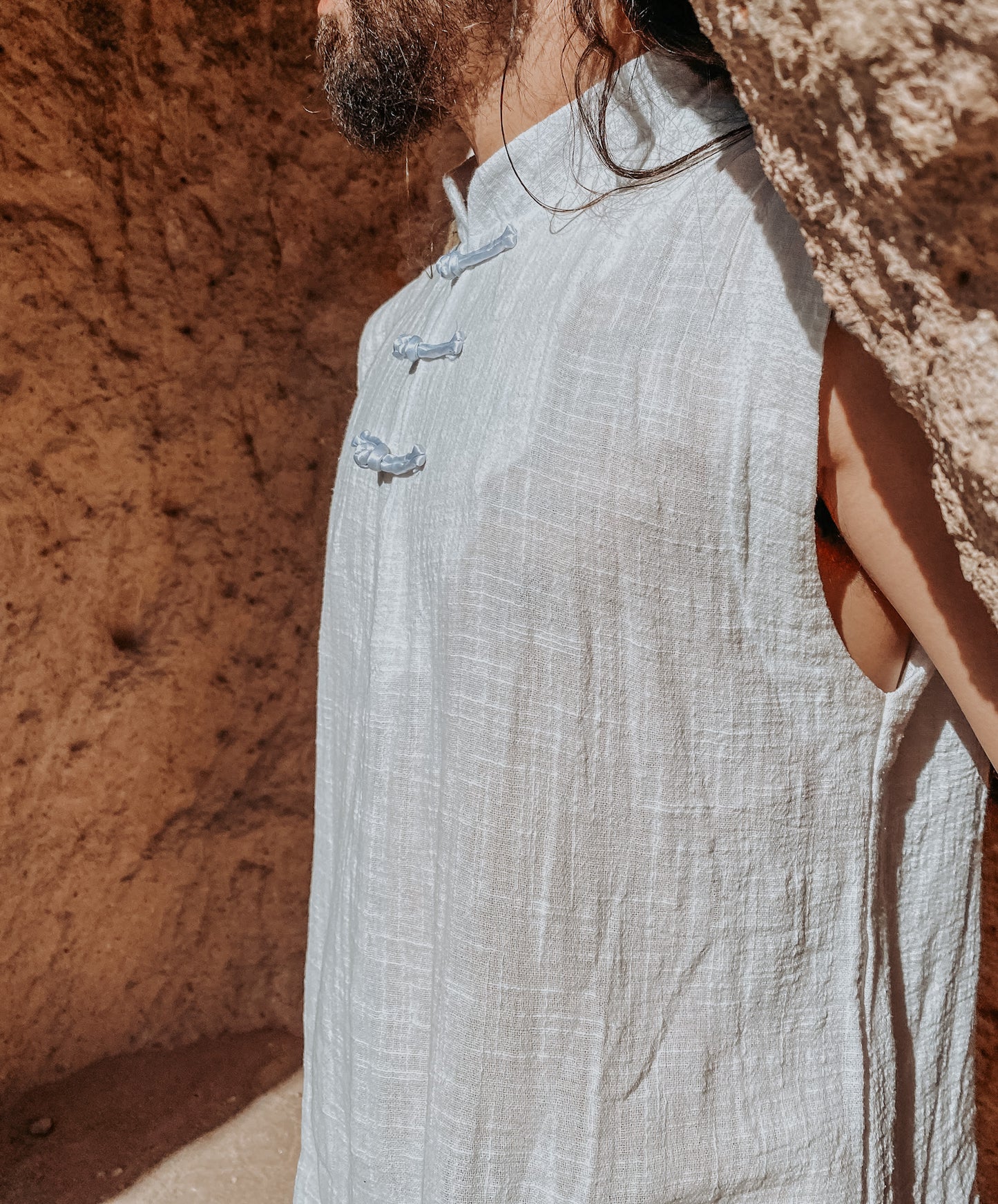 Camisa Buddha - Gaze de Algodão Branca
