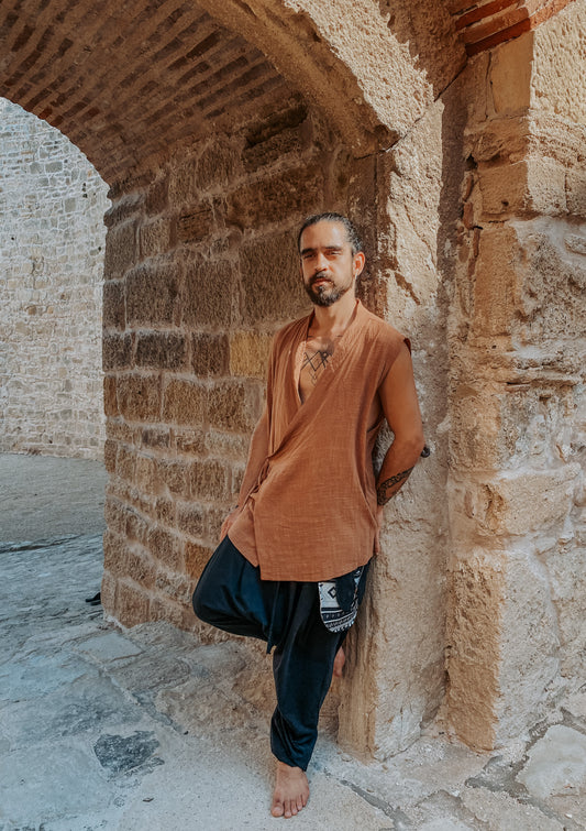 Kimono Zen - Gaze de Algodão Mascavo