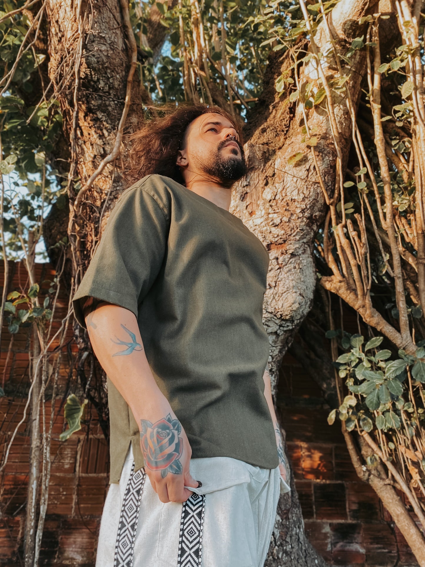 Camisa Canoa Oversized - Linho Verde M (Bazzar)