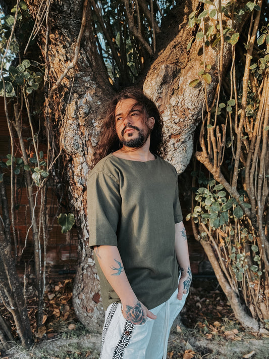 Camisa Canoa Oversized - Linho Verde M (Bazzar)
