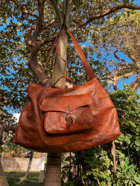 Travel Bag - Natural Leather