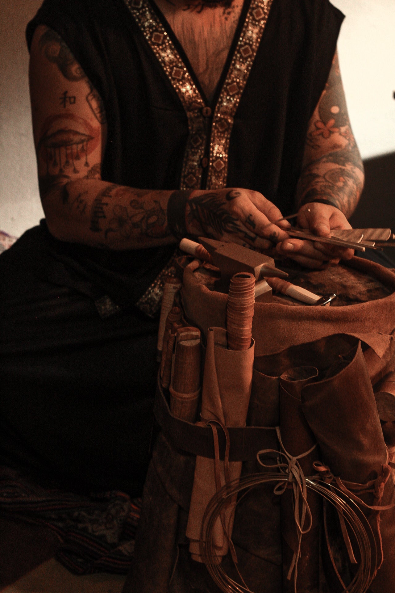 Pachamama Smock - Black with Gold Ribbon
