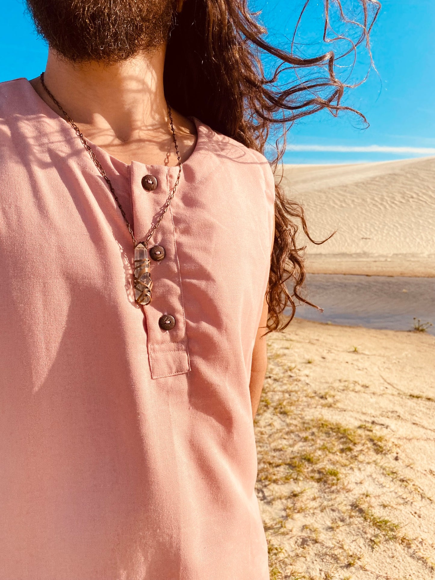 Camiseta Shiva - Linho Quartzo Rosa