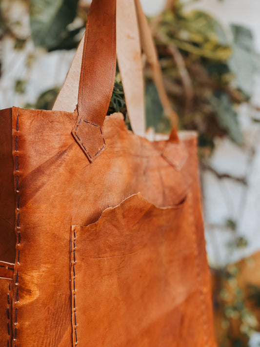 Leather Bag with Fur - Personalized Pockets