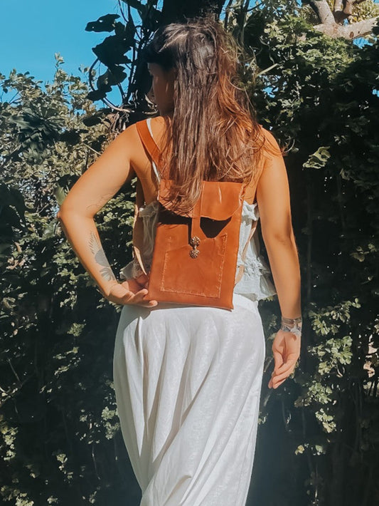 Leather Bag with Fur - Personalized Pockets