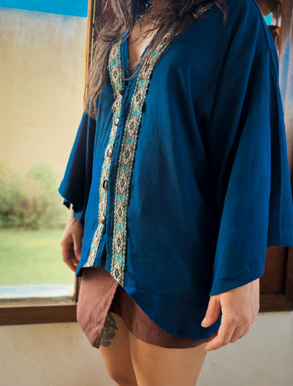 Kimono Orion - Azul Petróleo
