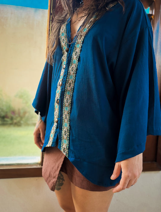 Kimono Orion - Azul Petróleo