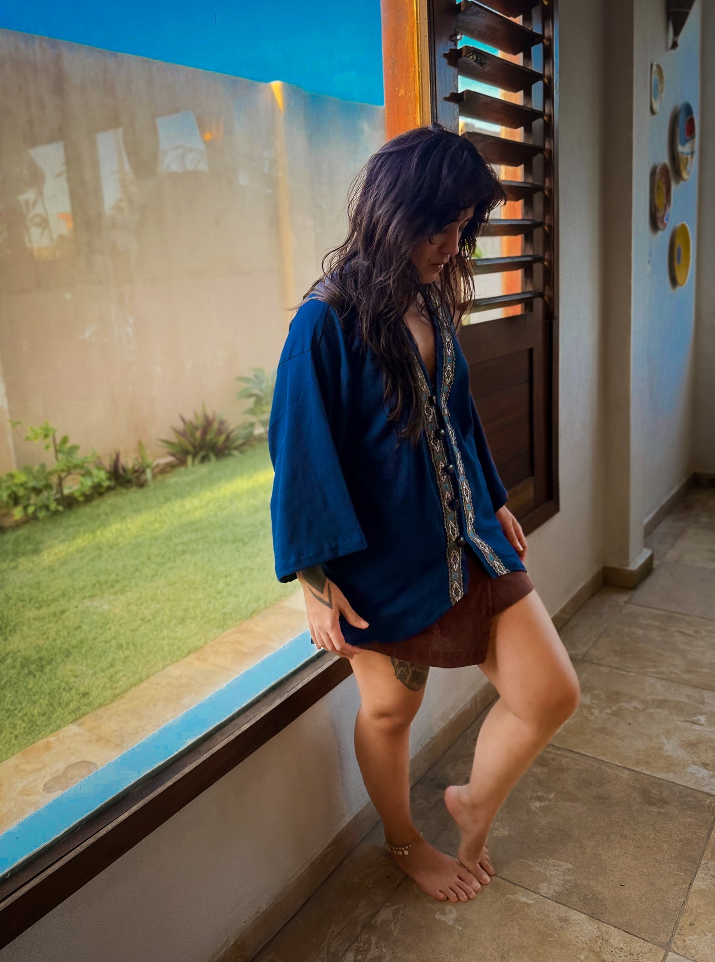 Kimono Orion - Azul Petróleo