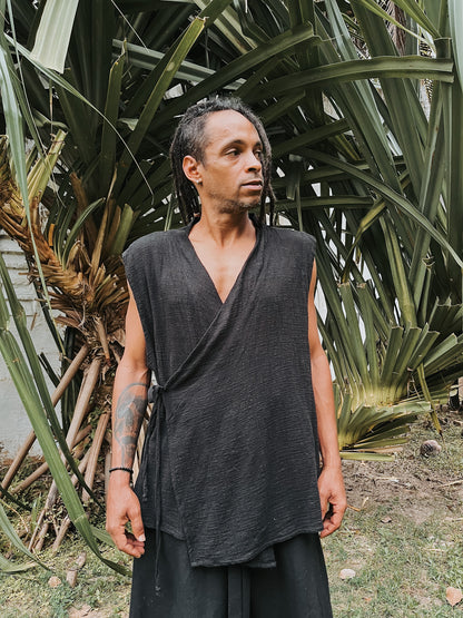 Kimono Zen - Gaze de Algodão Preta