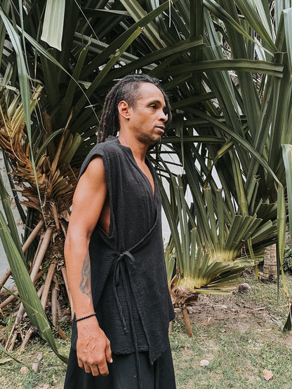 Kimono Zen - Gaze de Algodão Preta