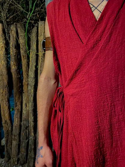 Kimono Zen - Gaze de Algodão Vinho