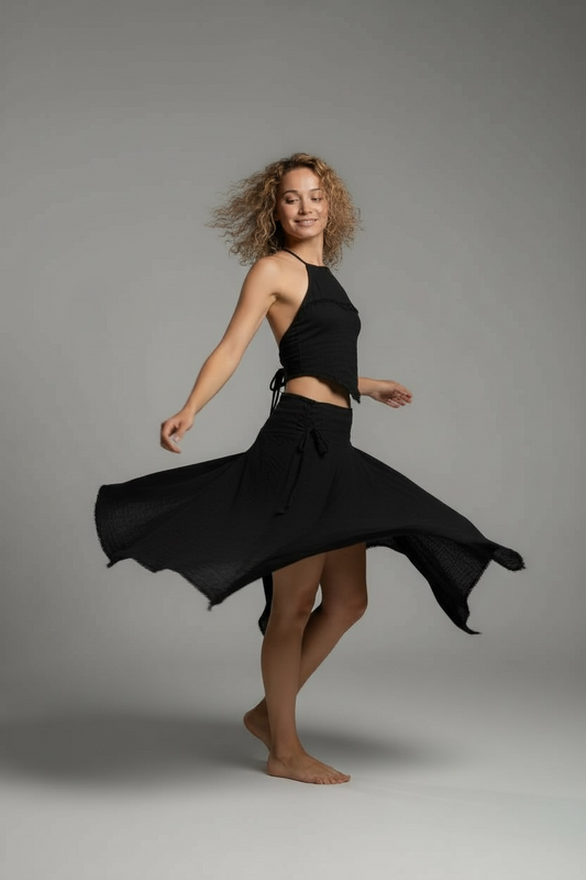 Saia Capadócia - Gaze de Algodão Preta