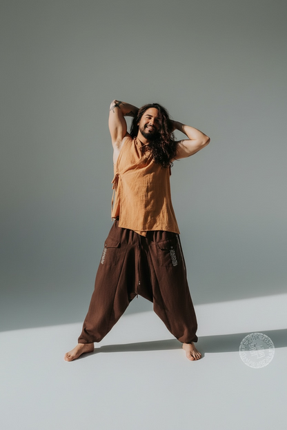 Calça Aladim - Linho Marrom 46 (Bazzar)