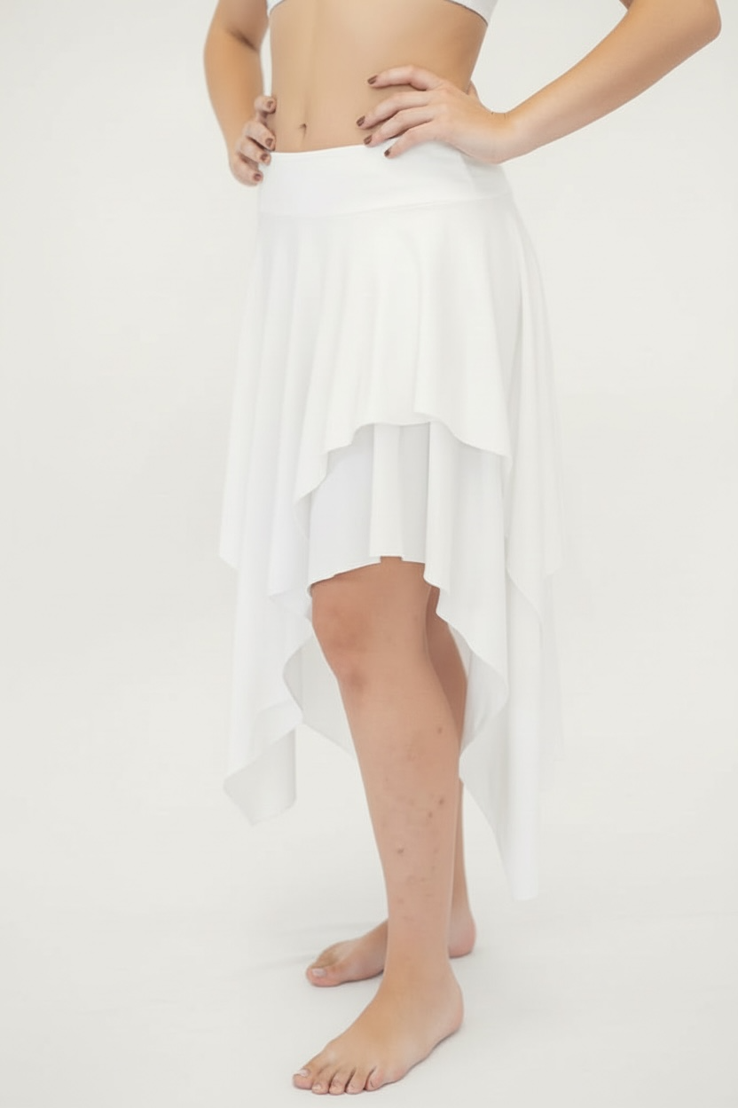 Gypsy Pointed Skirt - Dark Green with Earthy Suede