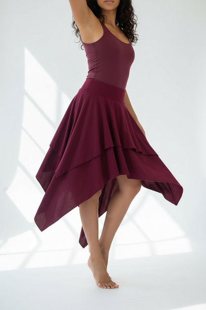 Gypsy Pointed Skirt - Dark Green with Earthy Suede