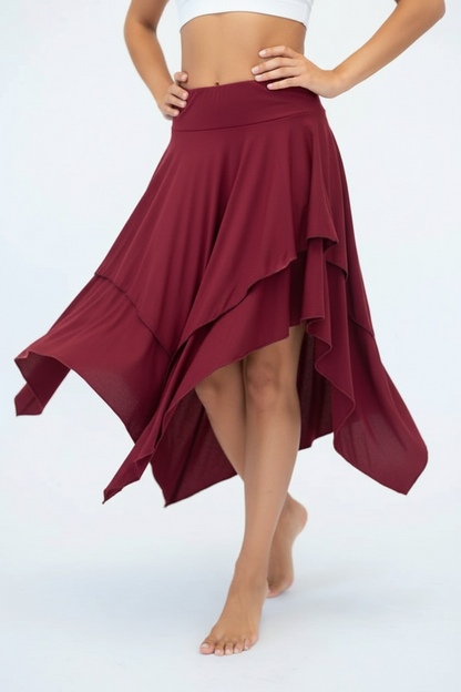 Gypsy Pointed Skirt - Dark Green with Earthy Suede