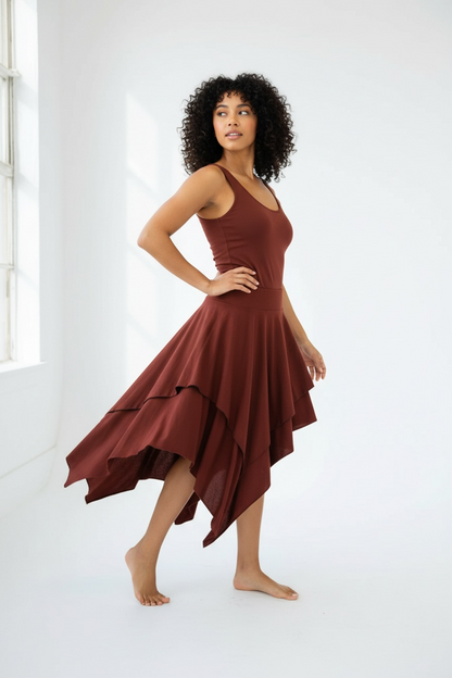 Gypsy Pointed Skirt - Dark Green with Earthy Suede