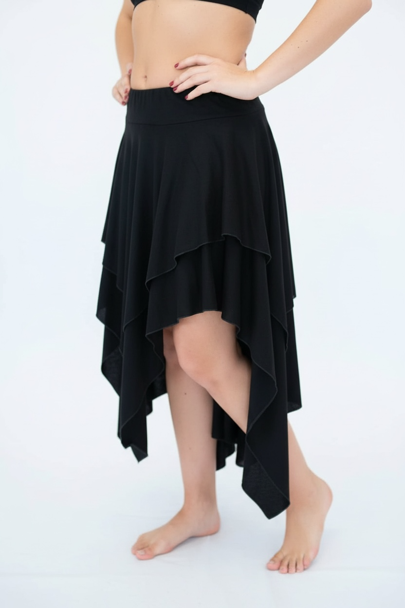 Gypsy Pointed Skirt - Dark Green with Earthy Suede